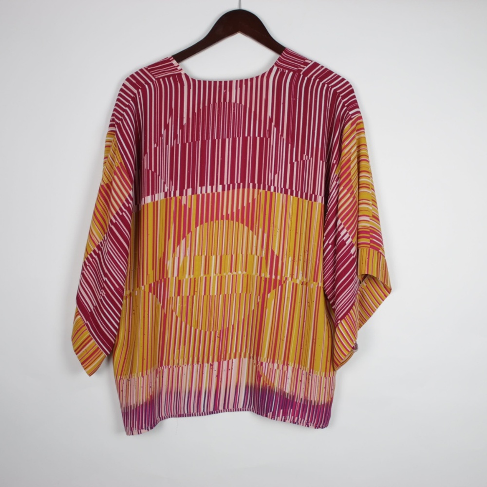 CAbi Multi-Colored Stripe Kimono Shrug SMALL - Picture 2 of 3